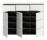 Schuhkommode Cooper Wei� und Basalt Grau 120 x 94 cm, Vollauszug und Soft-Close