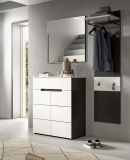 Garderobenpaneel Cooper in Basalt Grau und Wei�, Wandgarderobe 45 x 165 cm