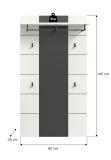 Garderobenpaneel Cooper in Wei� und Basalt Grau, Wandgarderobe 80 x 141 cm