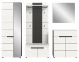 Garderobe Set 5-teilig Cooper in Wei� und Basalt Grau, Komplett-Set 255 cm mit Soft-Close