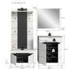 Garderobe Set 4-teilig Cooper in Wei� und Basalt Grau 175 cm, Soft-Close