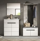 Garderobe Set 4-teilig Cooper in Wei� und Basalt Grau 175 cm, Soft-Close