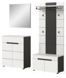 Garderobe Set 4-teilig Cooper in Wei� und Basalt Grau 175 cm, Soft-Close