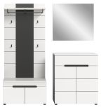 Garderobe Set 4-teilig Cooper in Wei� und Basalt Grau 175 cm, Soft-Close