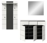 Garderobe Set 3-teilig Cooper in Wei� und Basalt Grau 215 cm, Soft-Close und Vollauszug