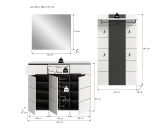 Garderobe Set 3-teilig Cooper in Wei� und Basalt Grau 215 cm, Soft-Close und Vollauszug