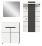 Garderobe Set 3-teilig Cooper in wei� und grau 175 cm, Soft-Close