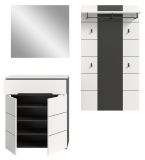 Garderobe Set 3-teilig Cooper in wei� und grau 175 cm, Soft-Close