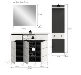 Garderobe Set 3-teilig Cooper in wei� und grau 180 cm, Soft-Close