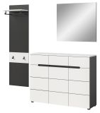 Garderobe Set 3-teilig Cooper in wei� und grau 180 cm, Soft-Close