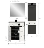Garderobe Set 3-teilig Cooper in wei� und grau 140 cm, Soft-Close