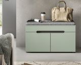 Garderobe Sitzbank Cooper in Salbei und Basalt Grau Garderobenbank 80 cm, Soft-Close