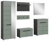Garderobe Set 6-teilig Cooper in Salbei Gr�n und Basalt Grau, Komplett-Set mit Soft-Close