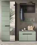 Garderobe Set 4-teilig Cooper in Salbei Gr�n und Basalt Grau 160 cm, Soft-Close