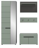 Garderobe Set 4-teilig Cooper in Salbei Gr�n und Basalt Grau 160 cm, Soft-Close