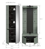Garderobe Set 3-teilig Cooper in Salbei und Grau 160 cm, Soft-Close