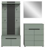 Garderobe Set 4-teilig Cooper in Salbei und Grau 175 cm, Soft-Close