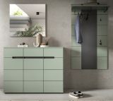 Garderobe Set 3-teilig Cooper in Salbei und Grau 215 cm, Soft-Close