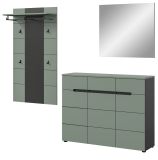 Garderobe Set 3-teilig Cooper in Salbei und Grau 215 cm, Soft-Close