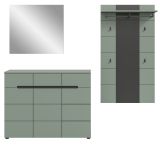 Garderobe Set 3-teilig Cooper in Salbei und Grau 215 cm, Soft-Close