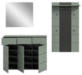 Garderobe Set 3-teilig Cooper in Salbei und Grau 215 cm, Soft-Close