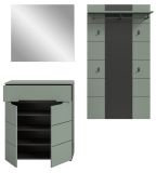 Garderobe Set 3-teilig Cooper in Salbei und Grau 175 cm, Soft-Close