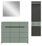 Garderobe Set 3-teilig Cooper in salbei und grau 180 cm, Soft-Close