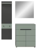 Garderobe Set 3-teilig Cooper in salbei und grau 140 cm, Soft-Close
