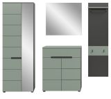 Garderobe Set 4-teilig Cooper in Salbei und Grau 220 cm, Soft-Close