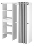 Parisot Kleiderschrank Bari1 in wei� und grau Mehrzweckschrank mit Vorhang 143 x 182 cm