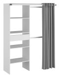 Parisot Kleiderschrank Bari1 in wei� und grau Mehrzweckschrank mit Vorhang 143 x 182 cm
