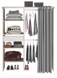 Parisot Kleiderschrank Bari2 in Akazie und grau Mehrzweckschrank mit Vorhang 143 x 182 cm