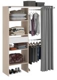Parisot Kleiderschrank Bari2 in Akazie und grau Mehrzweckschrank mit Vorhang 143 x 182 cm