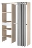 Parisot Kleiderschrank Bari2 in Akazie und grau Mehrzweckschrank mit Vorhang 143 x 182 cm