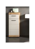 Badezimmer Kommode Shawn in Sand Kashmir und Evoke Eiche Badschrank 37 x 88 cm