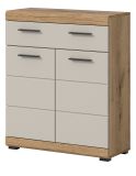 Badezimmer Kommode Shawn in Sand Kashmir und Evoke Eiche Badschrank 74 x 88 cm
