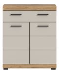Badezimmer Kommode Shawn in Sand Kashmir und Evoke Eiche Badschrank 74 x 88 cm