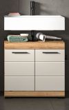 Waschbeckenunterschrank Shawn in Sand Kashmir und Evoke Eiche Badezimmer Unterschrank 60 cm