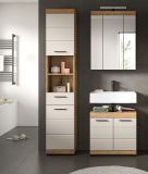 Waschbeckenunterschrank Shawn in Sand Kashmir und Evoke Eiche Badezimmer Unterschrank 60 cm