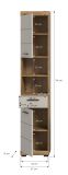 Badezimmer Hochschrank Shawn in Sand Kashmir und Evoke Eiche Badschrank 37 x 191 cm