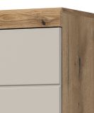 Badezimmer Hochschrank Shawn in Sand Kashmir und Evoke Eiche Badschrank 37 x 191 cm