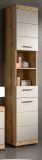 Badezimmer Hochschrank Shawn in Sand Kashmir und Evoke Eiche Badschrank 37 x 191 cm
