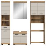 Badm�bel Set 4-teilig Shawn in Sand Kashmir und Evoke Eiche Badkombination 190 x 191 cm