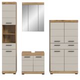 Badm�bel Set 4-teilig Shawn in Sand Kashmir und Evoke Eiche Badkombination 201 x 191 cm
