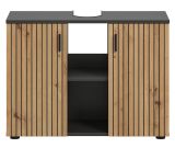Waschbeckenunterschrank Livia in Artisan Eiche und grau Badezimmer Unterschrank 80 cm