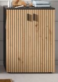 Badezimmer Kommode Livia in Artisan Eiche und grau Badschrank 60 x 81 cm