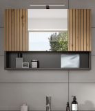 Badezimmer Spiegelschrank Livia in Artisan Eiche und grau Badschrank 3-t�rig 80 x 55 cm