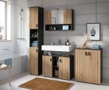 Badezimmer Spiegelschrank Livia in Artisan Eiche und grau Badschrank 3-t�rig 80 x 55 cm
