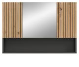 Badezimmer Spiegelschrank Livia in Artisan Eiche und grau Badschrank 3-t�rig 80 x 55 cm