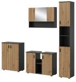 Badm�bel Set 4-teilig Livia in Artisan Eiche und grau Badkombination 200 x 192 cm
